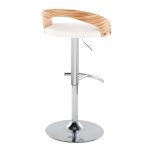 Grotto Chrome Zebra Wood White Faux Leather Swivel Barstools (Set of 2) 20 Grotto Chrome Zebra Wood White Faux Leather Swivel Barstools (Set of 2)