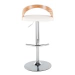 Grotto Chrome Zebra Wood White Faux Leather Swivel Barstools (Set of 2) 22 Grotto Chrome Zebra Wood White Faux Leather Swivel Barstools (Set of 2)