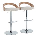 Grotto Chrome and Oat Fabric Swivel Barstools (Set of 2) 16 Grotto Chrome and Oat Fabric Swivel Barstools (Set of 2)
