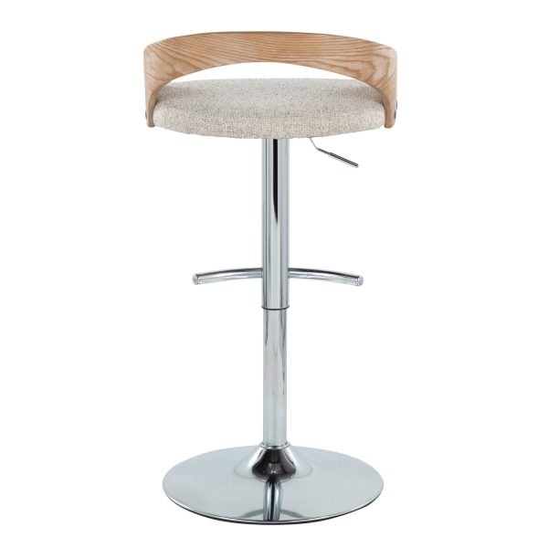 Grotto Chrome and Oat Fabric Swivel Barstools Set of 2 8