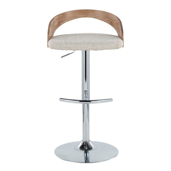 Grotto Chrome and Oat Fabric Swivel Barstools Set of 2 9