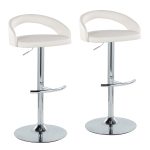 Grotto Contemporary Adjustable Barstool White Faux Leather Chrome (Set of 2) (Set of 2) 13 Grotto Contemporary Adjustable Barstool White Faux Leather Chrome (Set of 2) (Set of 2)