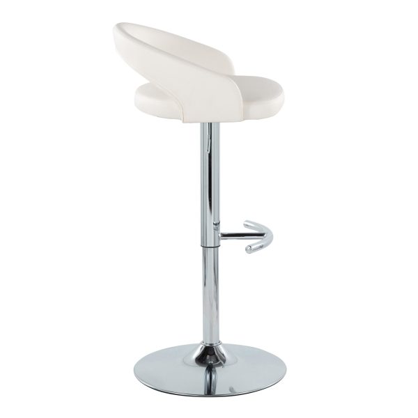 Grotto Contemporary Adjustable Barstool White Faux Leather Chrome Set of 2 Set of 2 4