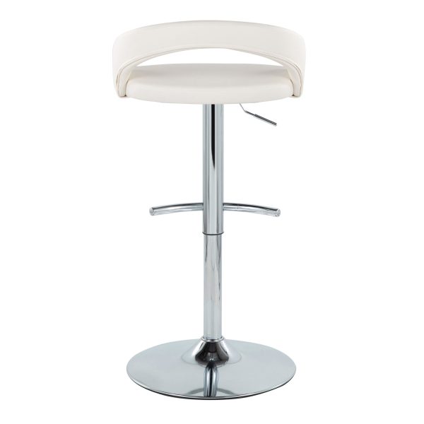 Grotto Contemporary Adjustable Barstool White Faux Leather Chrome Set of 2 Set of 2 6