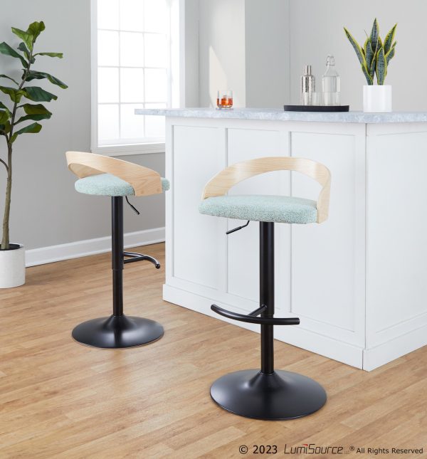 Grotto Contemporary Adjustable Light Green Swivel Barstools Set of 2 1