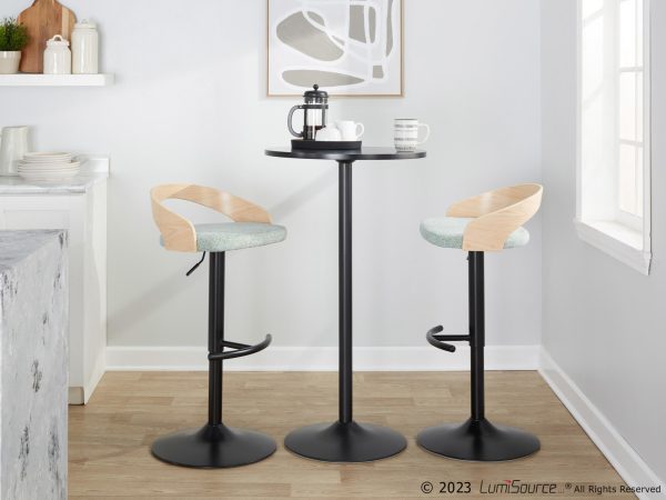 Grotto Contemporary Adjustable Light Green Swivel Barstools Set of 2 2