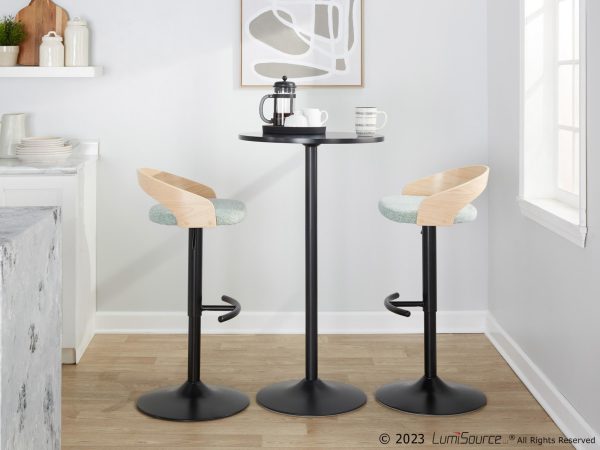 Grotto Contemporary Adjustable Light Green Swivel Barstools Set of 2 3