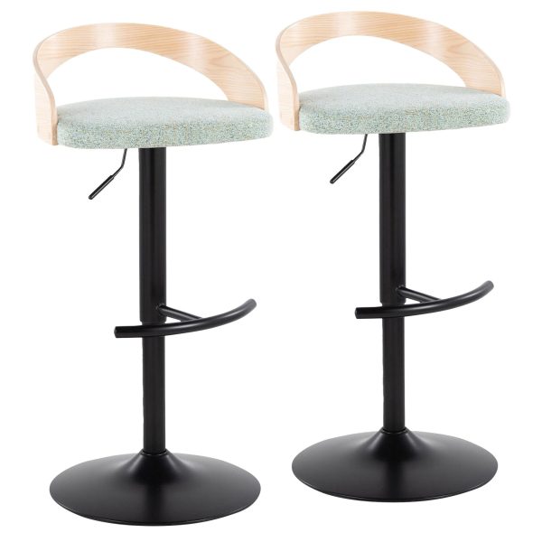 Grotto Contemporary Adjustable Light Green Swivel Barstools Set of 2 4