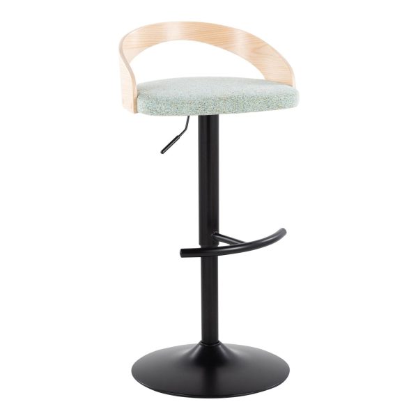 Grotto Contemporary Adjustable Light Green Swivel Barstools Set of 2 5