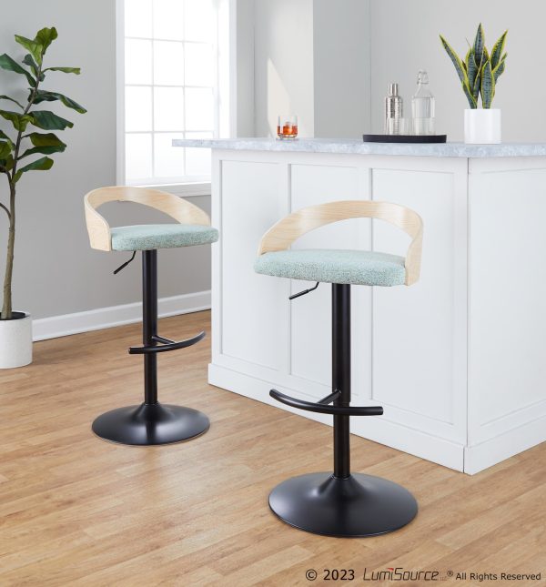 Grotto Contemporary Adjustable Light Green Swivel Barstools Set of 2