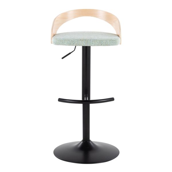 Grotto Contemporary Adjustable Light Green Swivel Barstools Set of 2 9