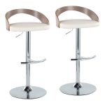 Grotto Contemporary Adjustable Swivel Barstool White/Grey (Set of 2) 13 Grotto Contemporary Adjustable Swivel Barstool White/Grey (Set of 2)