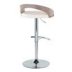 Grotto Contemporary Adjustable Swivel Barstool White/Grey (Set of 2) 16 Grotto Contemporary Adjustable Swivel Barstool White/Grey (Set of 2)
