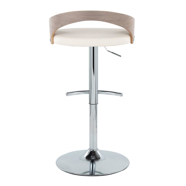 Grotto Contemporary Adjustable Swivel Barstool WhiteGrey Set of 2 6