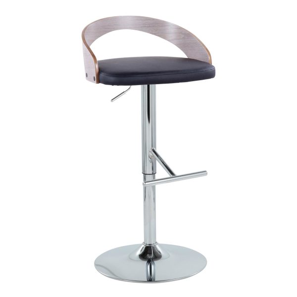 Grotto Contemporary Chrome and Black Adjustable Barstools Set of 2 2