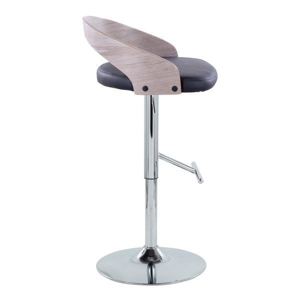 Grotto Contemporary Chrome and Black Adjustable Barstools Set of 2 3