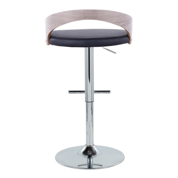 Grotto Contemporary Chrome and Black Adjustable Barstools Set of 2 5