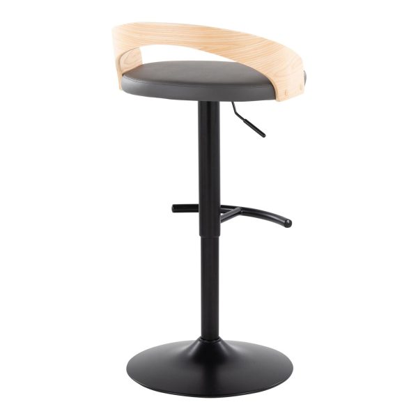 Grotto Contemporary Grey Faux Leather Adjustable Swivel Barstool Set of 2 7