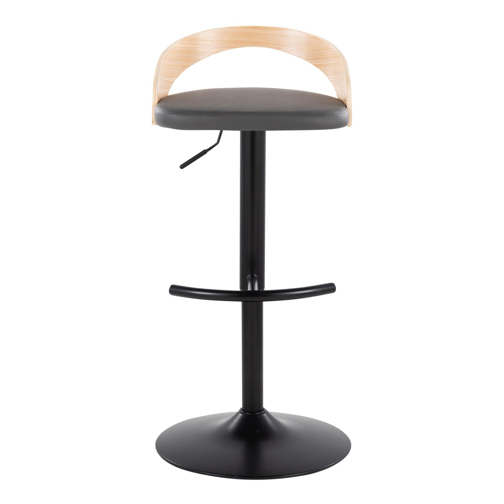 Grotto Contemporary Grey Faux Leather Adjustable Swivel Barstool (Set of 2) 10 Grotto Contemporary Grey Faux Leather Adjustable Swivel Barstool (Set of 2) - Image 10