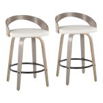 Grotto Contemporary Swivel Counter Stools in Grey and White (Set of 2) (Set of 2) 13 Grotto Contemporary Swivel Counter Stools in Grey and White (Set of 2) (Set of 2)
