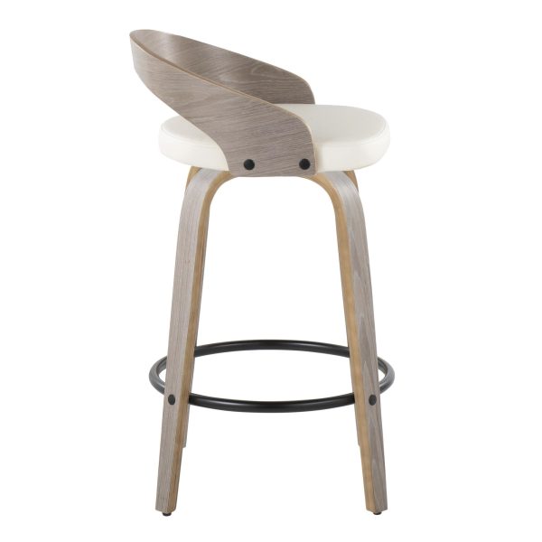 Grotto Contemporary Swivel Counter Stools in Grey and White Set of 2 Set of 2 4
