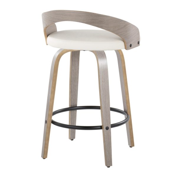 Grotto Contemporary Swivel Counter Stools in Grey and White Set of 2 Set of 2 5