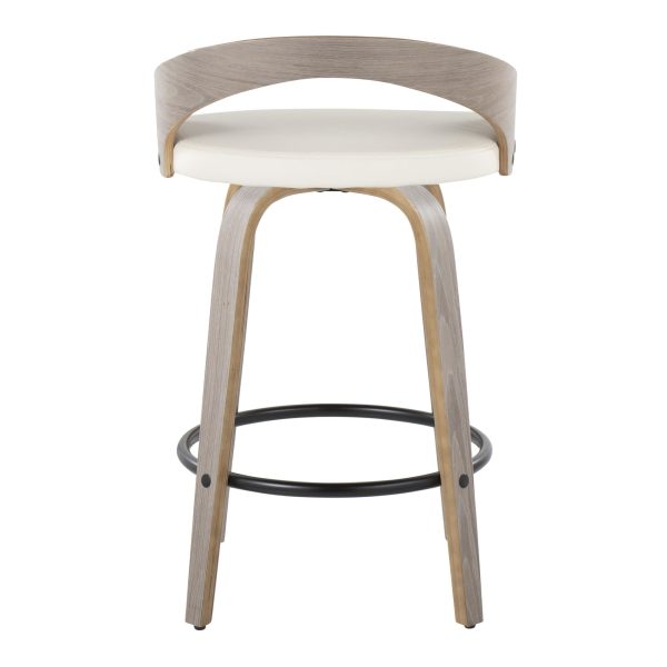 Grotto Contemporary Swivel Counter Stools in Grey and White Set of 2 Set of 2 6