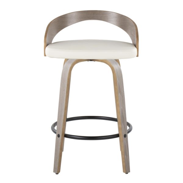 Grotto Contemporary Swivel Counter Stools in Grey and White Set of 2 Set of 2 7