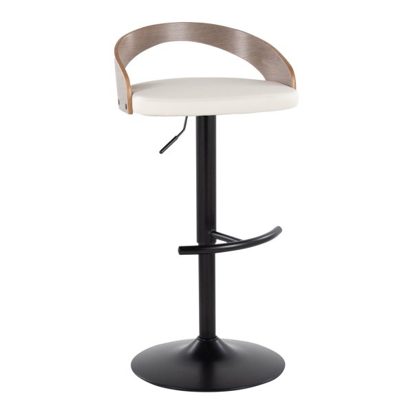 Grotto Contemporary White Faux Leather Adjustable Barstools Set of 2 3