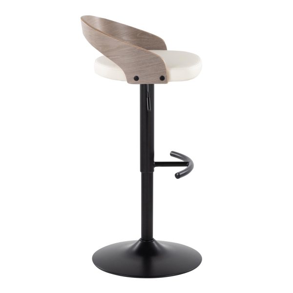 Grotto Contemporary White Faux Leather Adjustable Barstools Set of 2 4