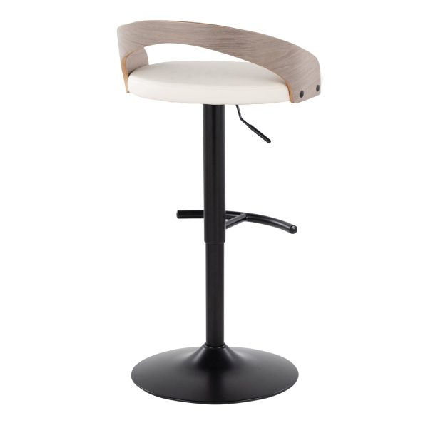 Grotto Contemporary White Faux Leather Adjustable Barstools Set of 2 5