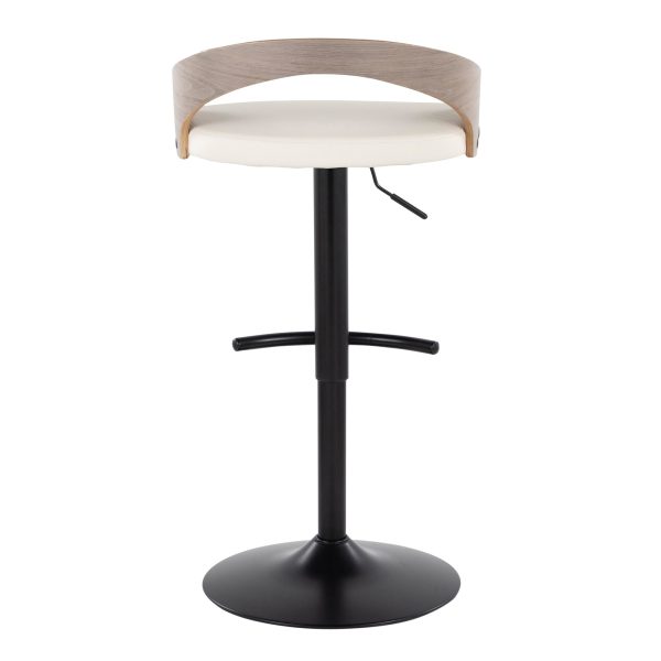 Grotto Contemporary White Faux Leather Adjustable Barstools Set of 2 6