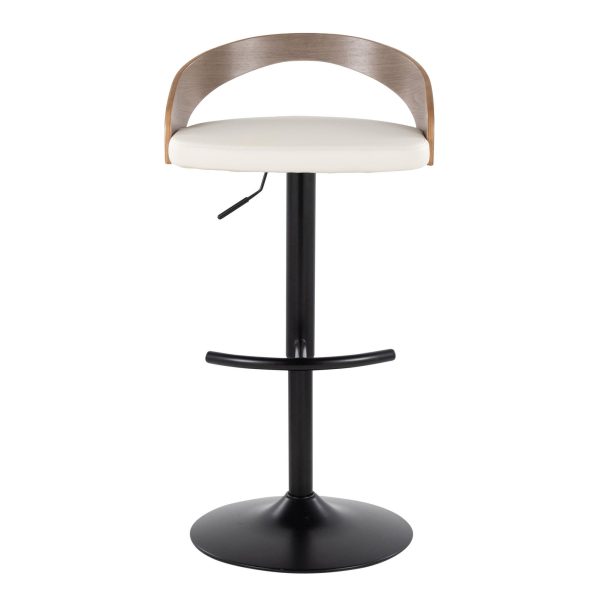 Grotto Contemporary White Faux Leather Adjustable Barstools Set of 2 7