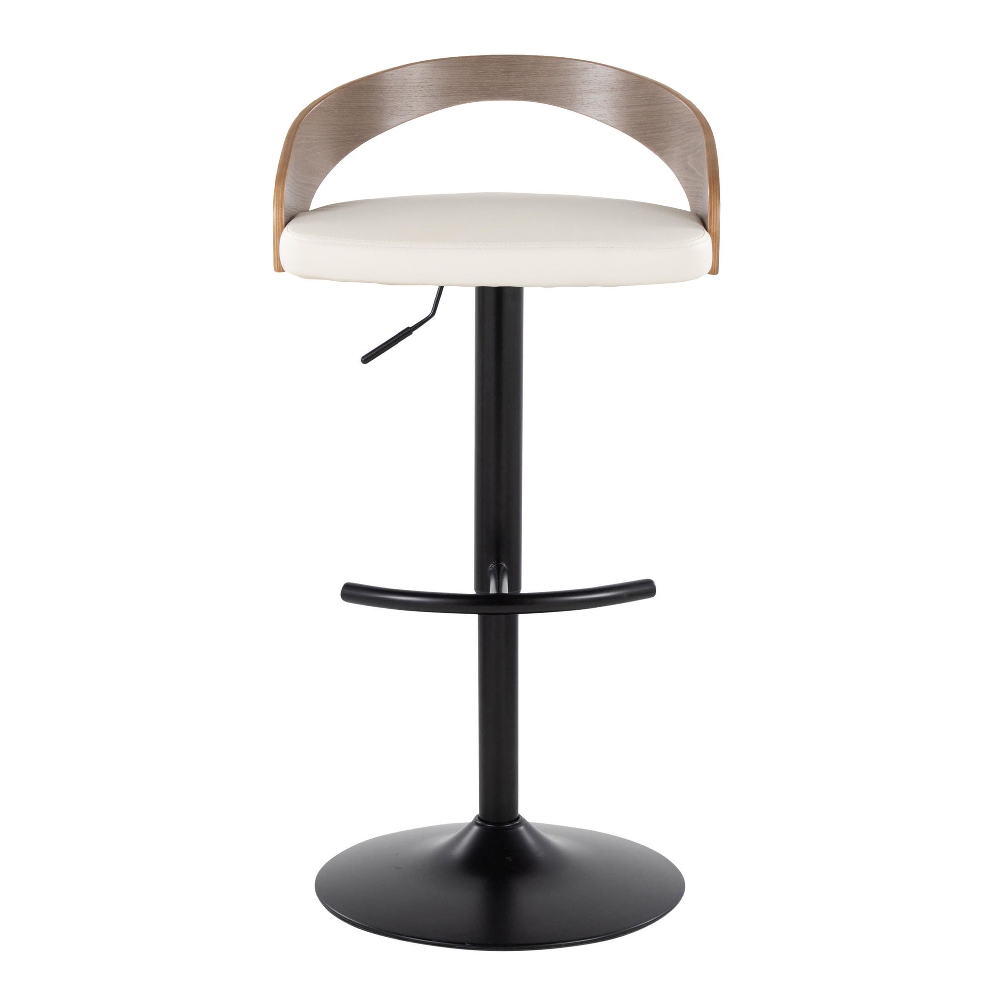 Grotto Contemporary White Faux Leather Adjustable Barstools (Set of 2) 8 Grotto Contemporary White Faux Leather Adjustable Barstools (Set of 2) - Image 8