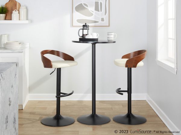 Grotto Cream Faux Leather Adjustable Contemporary Barstools Set of 2 2