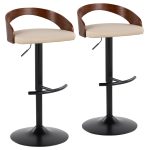 Grotto Cream Faux Leather Adjustable Contemporary Barstools (Set of 2) 17 Grotto Cream Faux Leather Adjustable Contemporary Barstools (Set of 2)