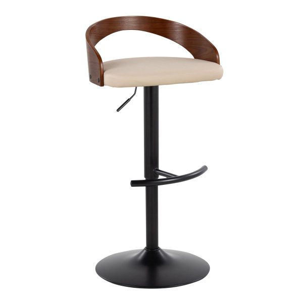 Grotto Cream Faux Leather Adjustable Contemporary Barstools Set of 2 5