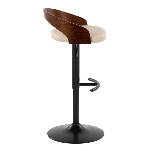 Grotto Cream Faux Leather Adjustable Contemporary Barstools Set of 2 6