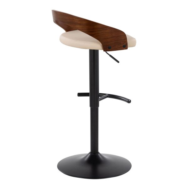 Grotto Cream Faux Leather Adjustable Contemporary Barstools Set of 2 7
