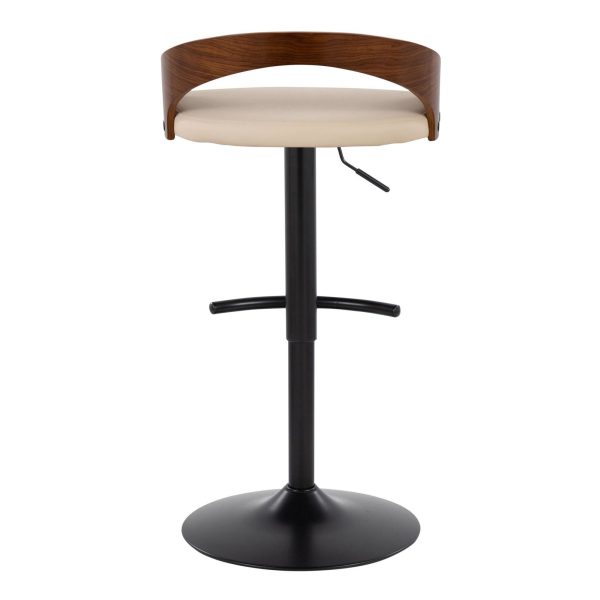 Grotto Cream Faux Leather Adjustable Contemporary Barstools Set of 2 8