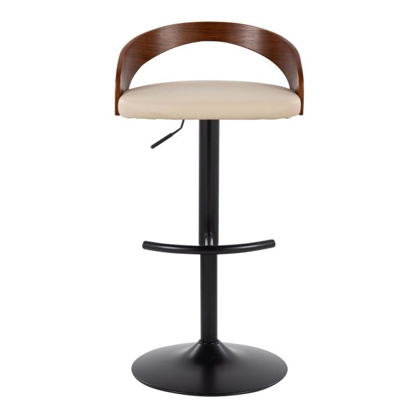 Grotto Cream Faux Leather Adjustable Contemporary Barstools Set of 2 9