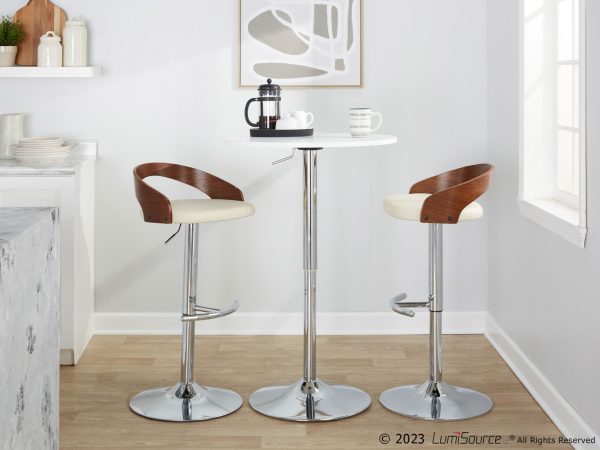 Grotto Cream Faux Leather Contemporary Swivel Barstools Set of 2 2