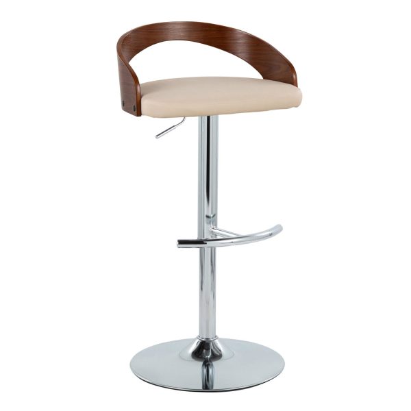 Grotto Cream Faux Leather Contemporary Swivel Barstools Set of 2 5
