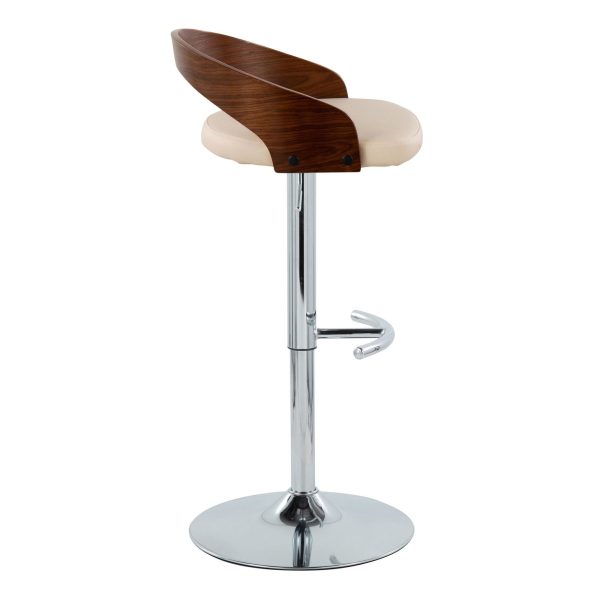 Grotto Cream Faux Leather Contemporary Swivel Barstools Set of 2 6