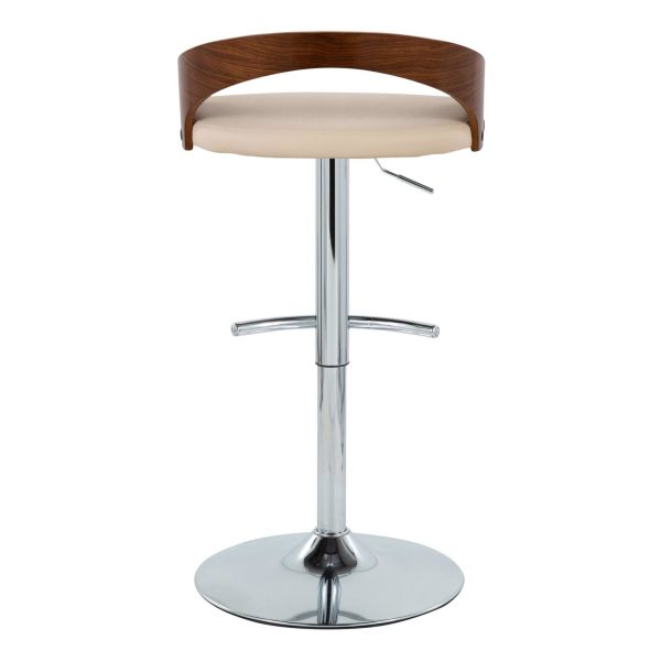 Grotto Cream Faux Leather Contemporary Swivel Barstools Set of 2 8