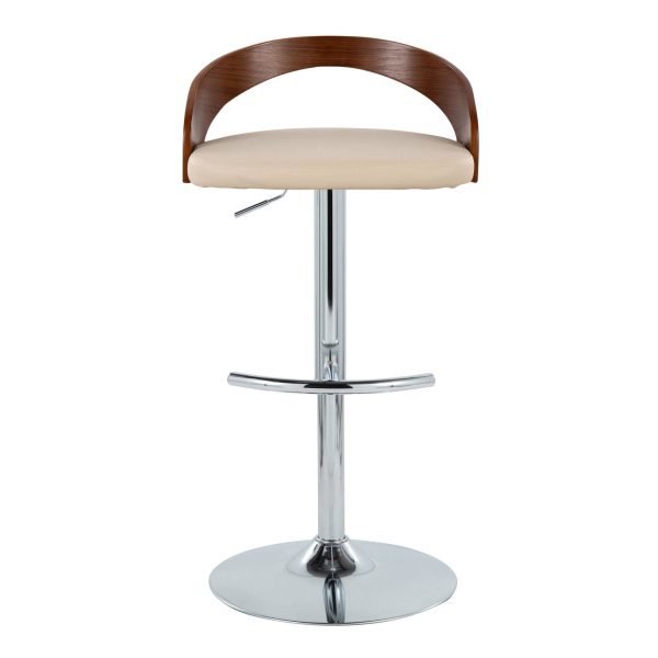 Grotto Cream Faux Leather Contemporary Swivel Barstools Set of 2 9