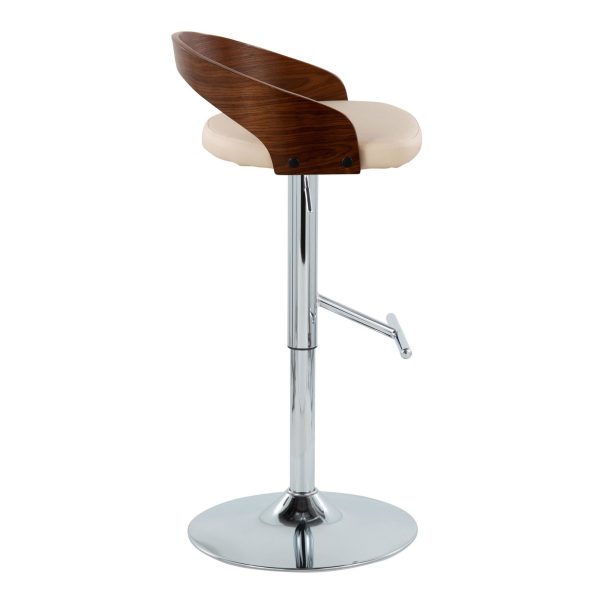 Grotto Cream Faux Leather Mid Century Modern Adjustable Barstool Set of 2 4