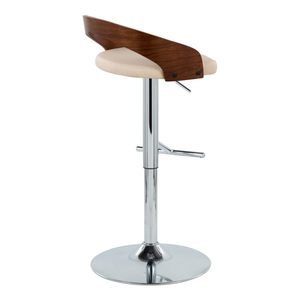 Grotto Cream Faux Leather Mid Century Modern Adjustable Barstool Set of 2 5