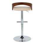 Grotto Cream Faux Leather Mid-Century Modern Adjustable Barstool (Set of 2) 16 Grotto Cream Faux Leather Mid-Century Modern Adjustable Barstool (Set of 2)