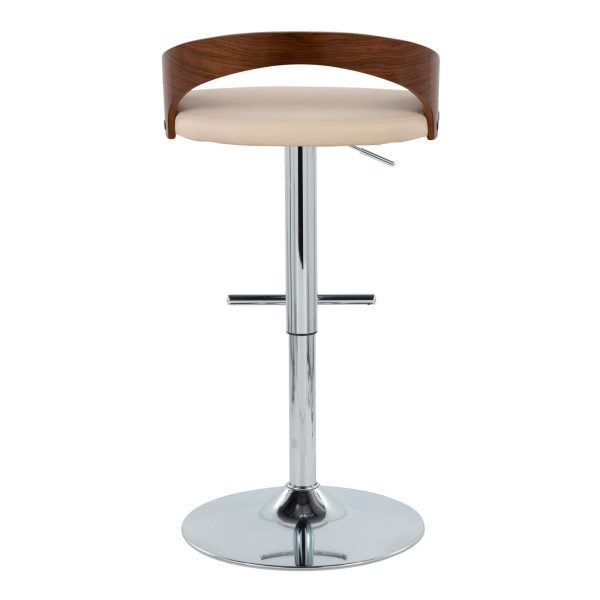 Grotto Cream Faux Leather Mid Century Modern Adjustable Barstool Set of 2 6